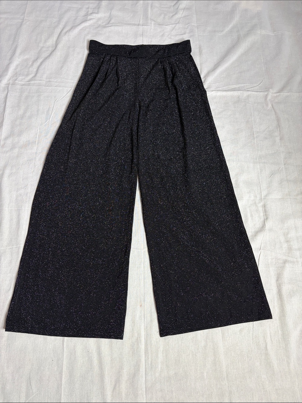 Sparkle Wide-Leg Black Palazzo Pants